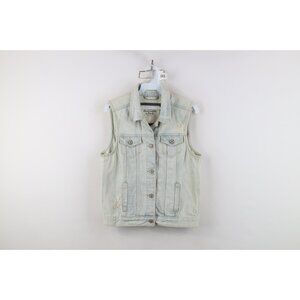 Vintage Y2K Abercrombie & Fitch Womens Medium Babydoll Denim Trucker Vest Jacket